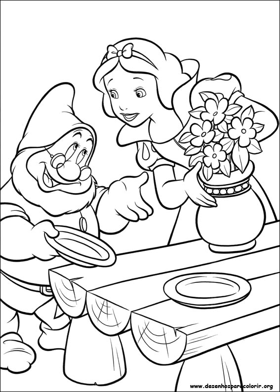 Desenhos de Branca de Neve e os sete anões para colorir, pintar