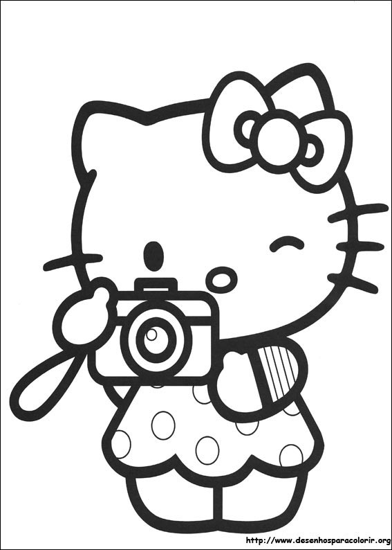 Imprimir para colorir e pintar o desenho Hello Kitty - 1028